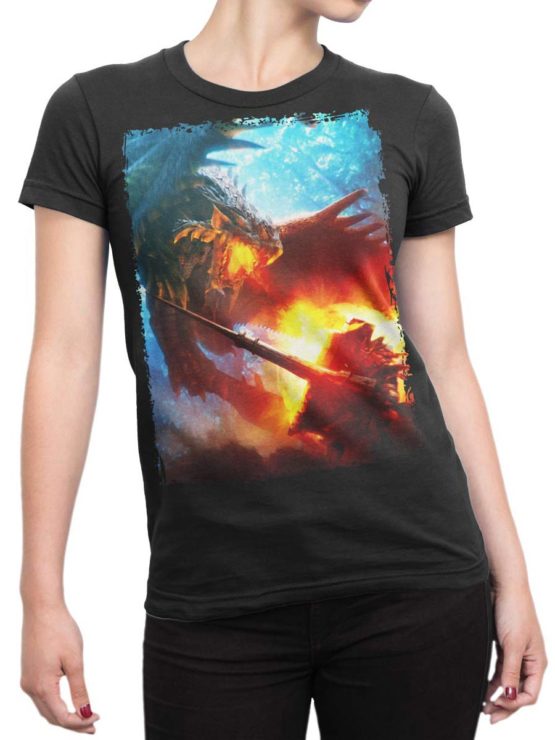 0334 Army T Shirt Dragon And Knight Front Woman