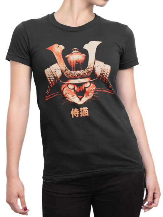 0739 Cat Shirts Samurai Front Woman